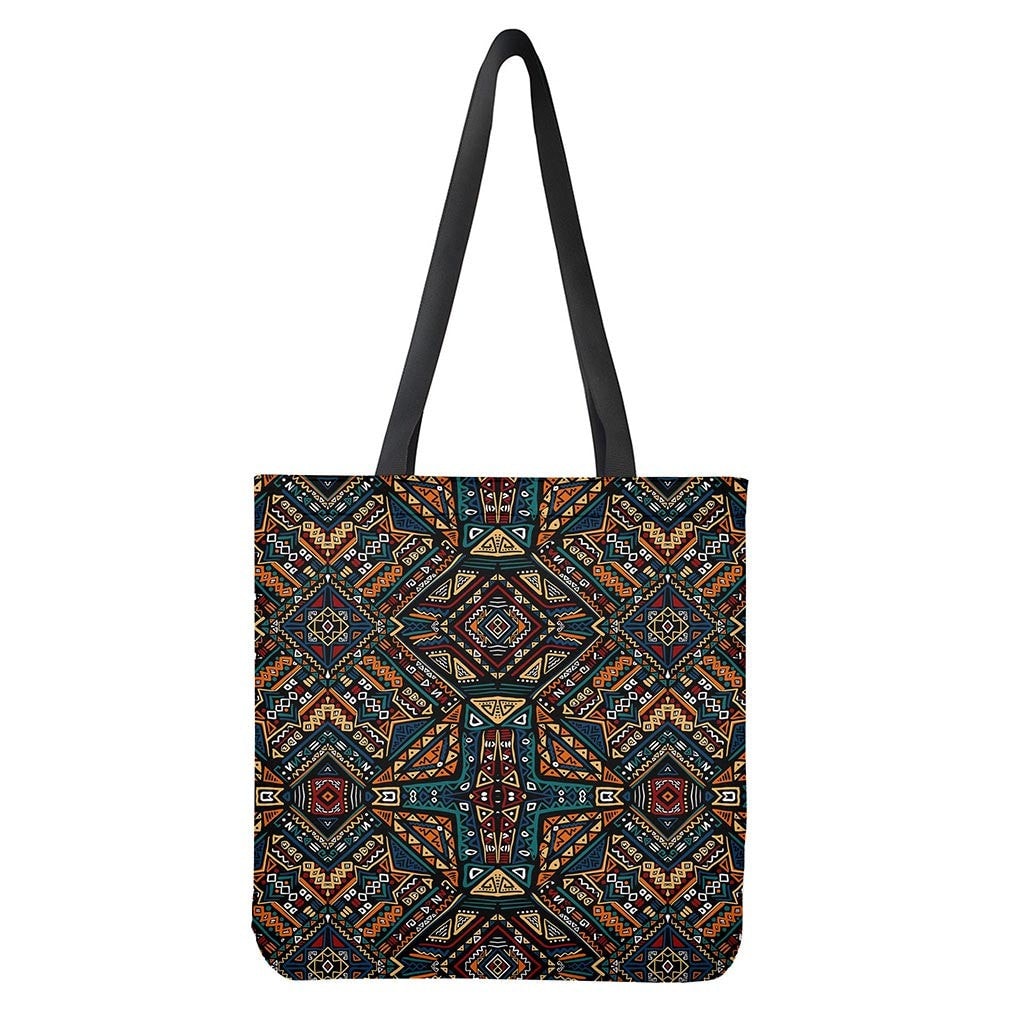 Boho Tribal Aztec Pattern Print Tote Bag - Polyester Double-Sided Print Shoulder Bag