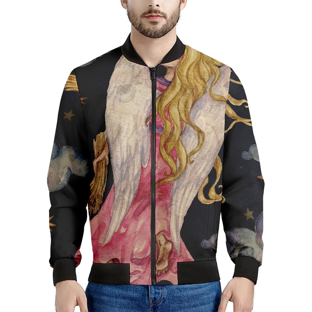 Watercolor Virgo Zodiac Sign Print Men's Bomber Jacket